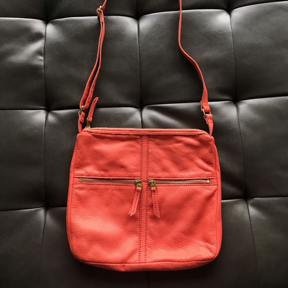 Fossil orange leather crossbody bag